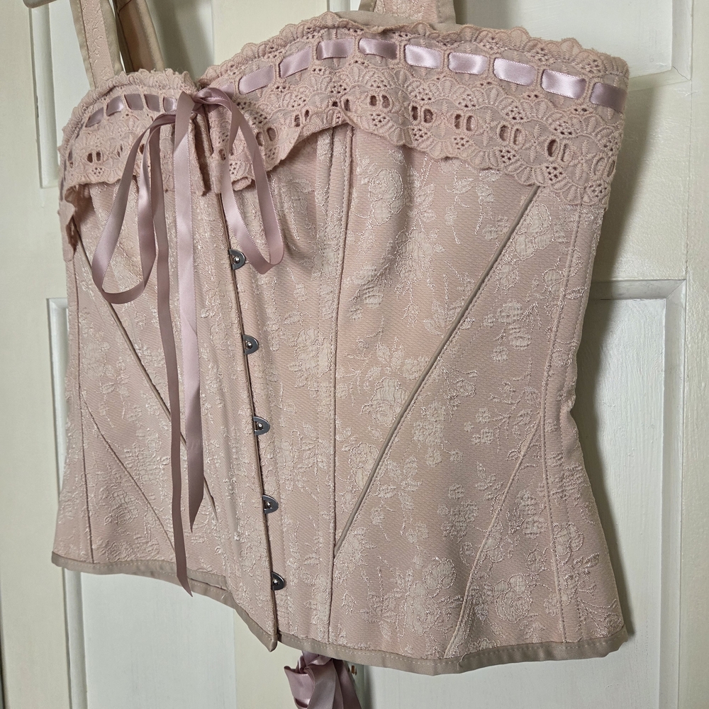 Corset Story Blush Lace-Trim Bustier Corset Top UK 18 (US 12)
